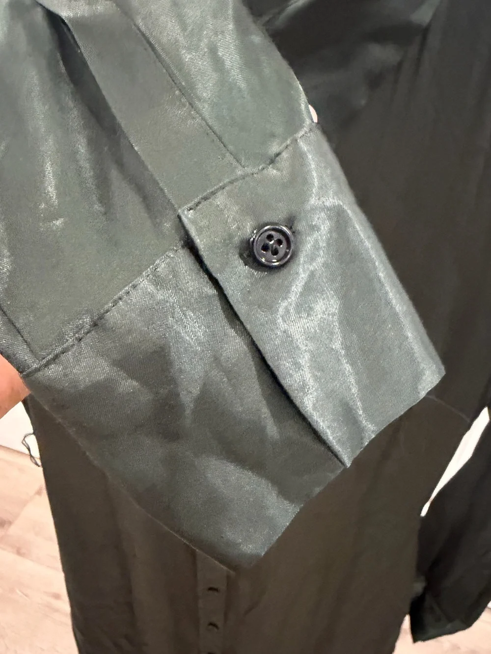 Zara Forest Emerald Green Satin Midi Shirt Dress Belted Dark Academia Cocktail S